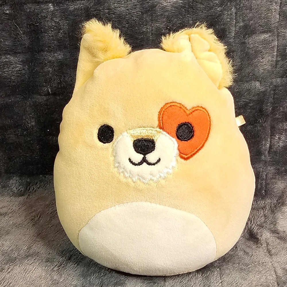 Squishmallows Cooper the Schnauzer 5" Plush Tan Dog Heart Eye Patch
